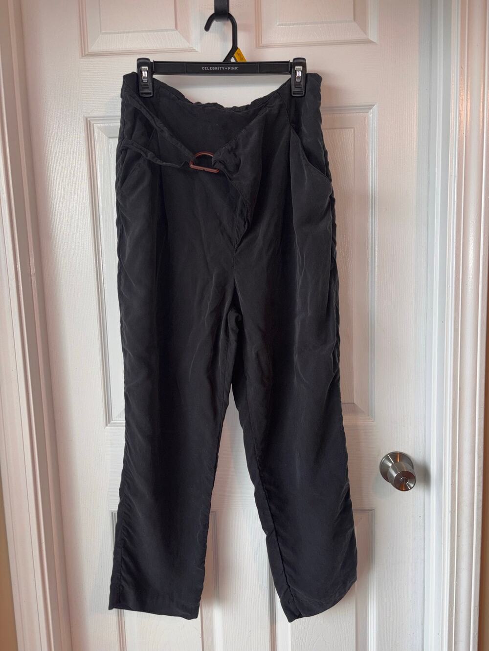 Anthropologie Black D-Ring Tie Waist Pants Size Large